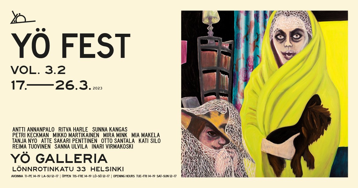 Yö Fest vol 3.2 ryhmänäyttely “Post pop scriptum” 17.-26.3.2023 Yö Galleria